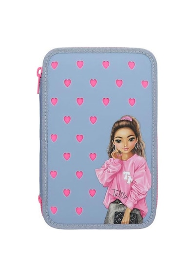 Top Model 3 Katlı İçi Dolu Kalem Çantası Silicone Pins 413478 Çok Renkli