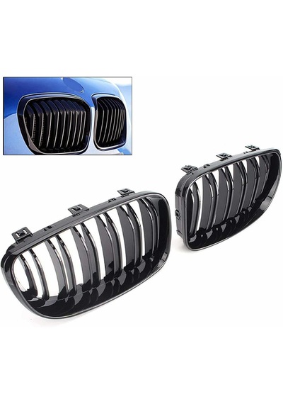 Bmw 1 Serisi E87 Lci 07-11 Uyumlu Pianoblack Çift Çıta Panjur Takımı