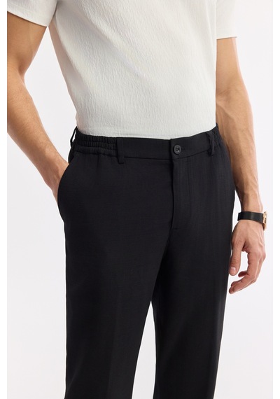 Avva Erkek Siyah Yandan Cepli Beli Lastikli Soft Touch Comfort Slim Fit Pantolon A51y3217