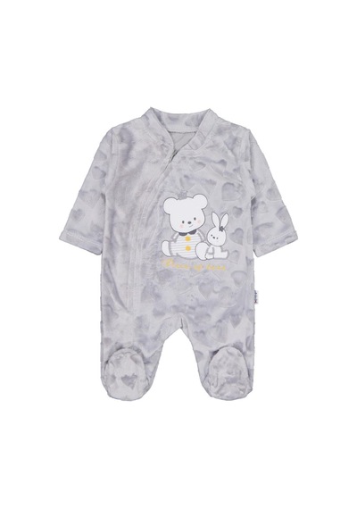 Minidamla Baby Minidamla Kız Ayı Tavşan Nakış Fermuarlı 1-6 Ay Tulum Gri
