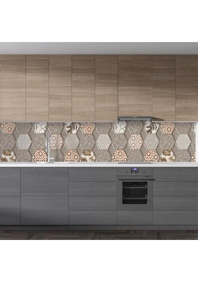 Tezgah Arası Folyo Kaplama Folyosu Altıgen Rustik Desen 60x300 Cm Diğer