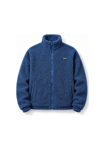 Genius Store Oversize Peluş Erkek İçi Polarlı Tam Fermuarlı Sherpa Sonbahar Kış Kadın Polar Sweatshirt Oversıze-pelus İndigo