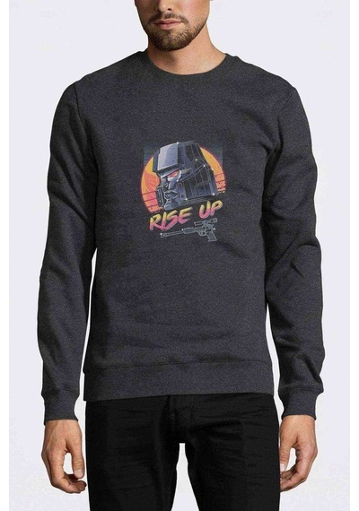 Transformers Villains Rise Up Baskılı Füme Erkek Sweatshirt
