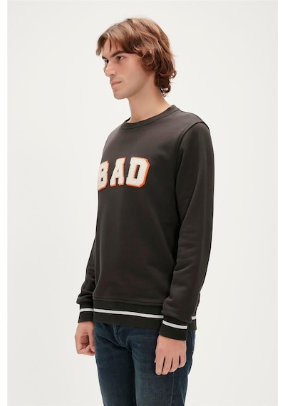 Bad Bear Felt Crewneck Erkek Sweatshirt-5080 Raven