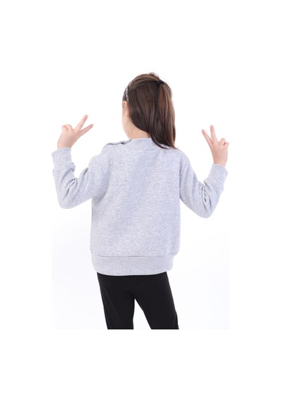 Toontoy Kids Toontoy Kız Bebek Baskılı Sweatshirt Gri Melanj