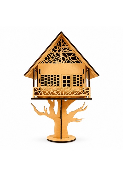 Tree House Ağaç Ev 3d Ahşap Maket 15 Parça Lazer Kesim Mdf Kolay Montaj Koleksiyonluk Puzzle