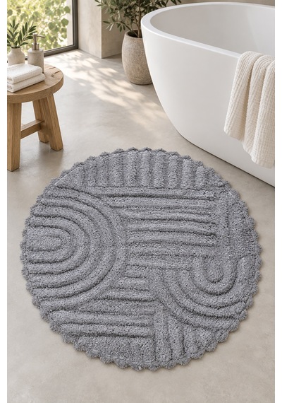 Alanur Bodrum Tufting Cotton Pamuklu El Işi Örgülü 90 X 90 Cm Paspas 113 gri