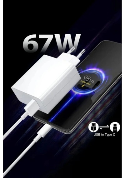 Challenger 67w Turbo Hızlı Şarj Aleti Type-c Kablo Ve Adaptör Beyaz Saniye Göstergeli