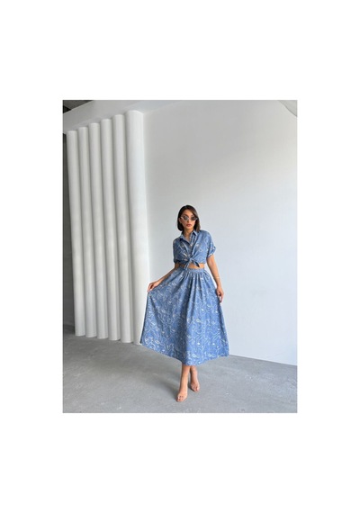 Verymoda Nakışlı Etek F1901 Koyu Mavi