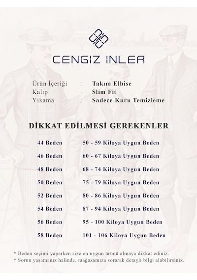 Cengiz İnler Kırlangıç Yaka Lycra Slim Fit Erkek Takım Elbise