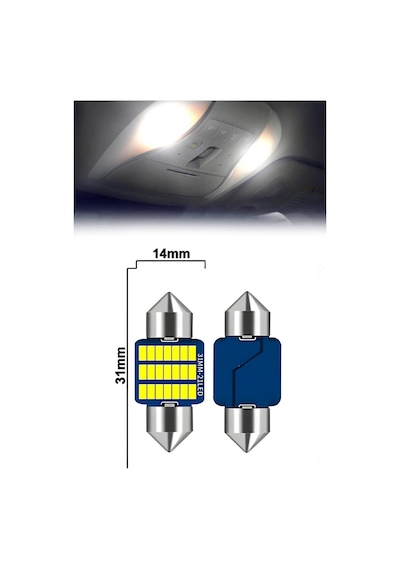 31mm Soffit Led Ampul - 21 Smd Chip - Beyaz Işık Araç İç Aydınlatma 2 Adet