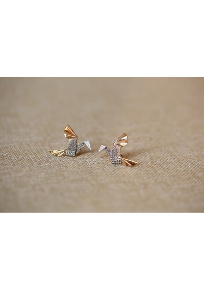 Reis Kuyumculuk 1684 Origami Pembe Altın- Rose Gold Altın  Küpe