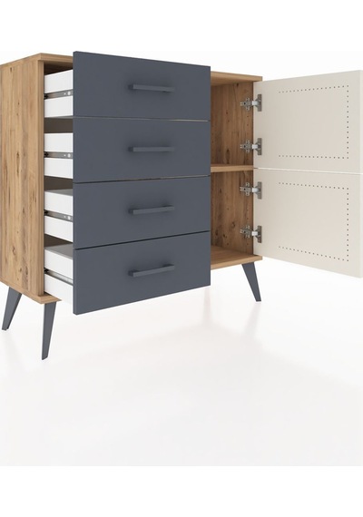 Arges Şifonyer Tek Raflı 4 Çekmeceli 2 Kapaklı 88x30x80 Çam-aytaşı/antrasit Aytaşı/antrasit Arges Şifonyer Tek Raflı 4 Çekmeceli 2 Kapaklı 88x30x80 Çam-aytaşı/antrasit Aytaşı/antrasit