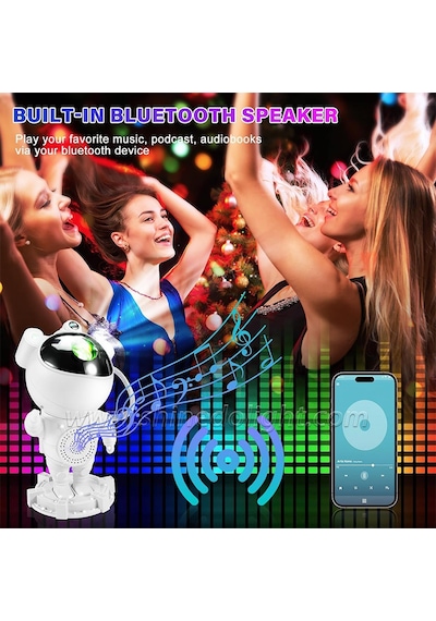 Galaksi Projeksiyon Gece Lambası Yıldız Ay Çocuk Odaları İçin Bluetooth Müzik Özellikli