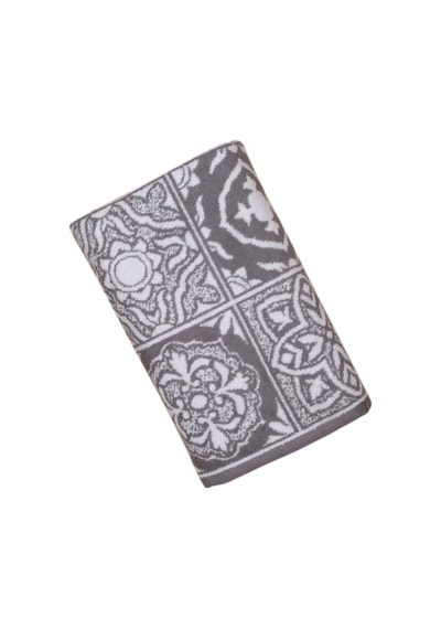 Baveno Pamuk Jakarlı 100X150 Banyo Havlusu-Gri-Krem