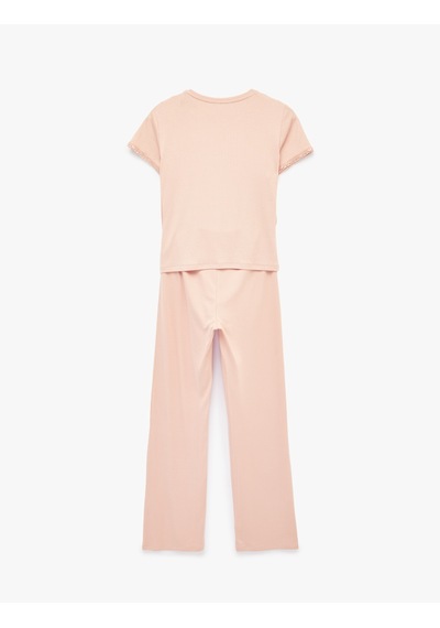 Koton Bisiklet Yaka Kısa Kollu Pijama Takımı Gül Kurusu 6slk40060mk