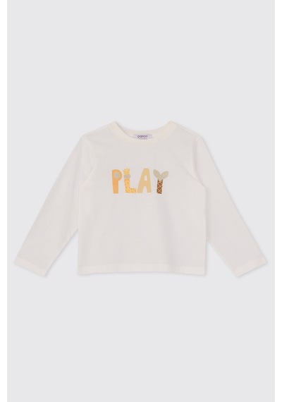 Panço Erkek Bebek Uzun Kollu Ekru Tişört Yeşil