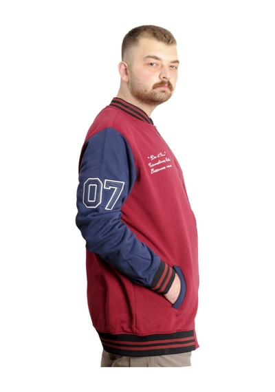Mode Xl Büyük Beden Erkek Kolej Mont Fermuarlı Ceket Reputatıon 23634 Bordo Bordo