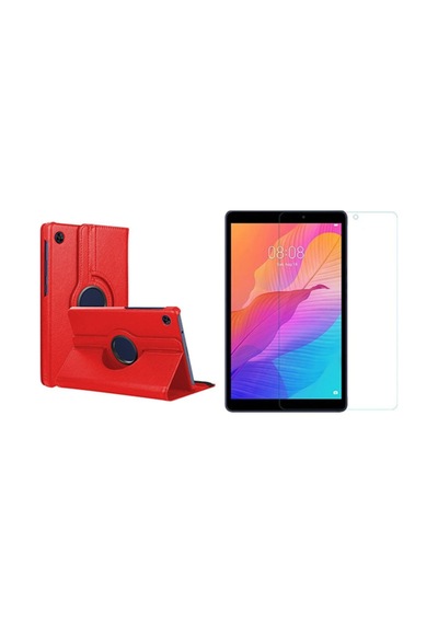 Huawei Mate Pad T10 - T10s 360 Derece Dönebilen Stantlı Tablet Kılıfı + Ekran Koruyucu Kapaklı Kılıf