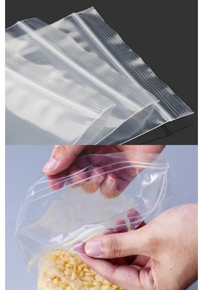 Kilitli Şeffaf Saklama Torbası Buzdolabı Gıda Çerez Bakliyat Kına Hediyelik Poşet 29,5x23 Cm 50 Adet