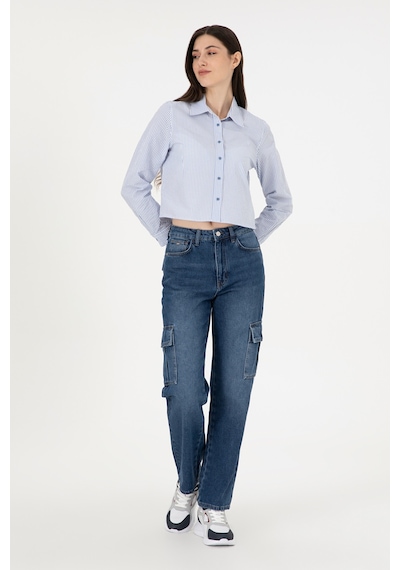 U.S. Polo Assn. Kadın Mavi Cargofit Jean Pantolon 50290929-DN0022