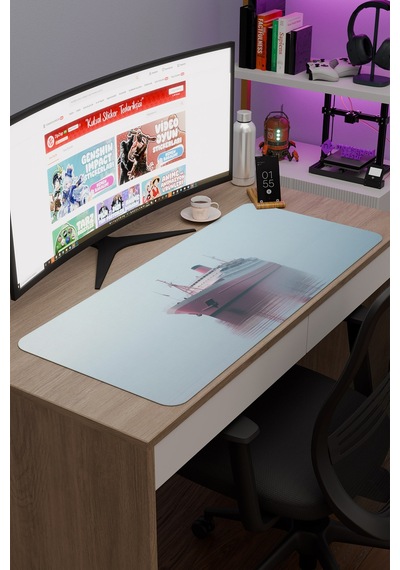 Gemi Ship Kaymaz Dikişli Kauçuk Oyuncu Mousepad V4 - 90x40 Xxl Gaming Mouse Pad Fare Altlığı