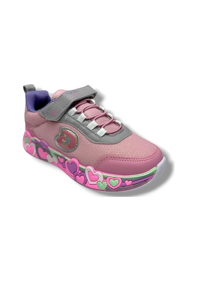 Deep Kids 025-26 Anorak Kalp Desenli Anatomik Cırtlı Kız Çocuk Sneaker Pembe Gri Pembe