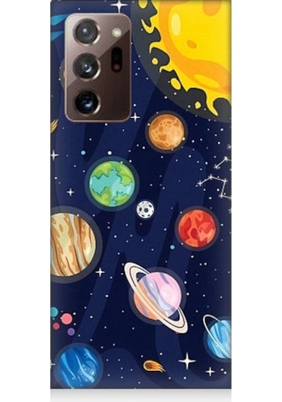 Samsung Galaxy Note 20 Ultra Uyumlu Gezegenler Ve Yıldız Haritası Desenli Silikon Kılıf