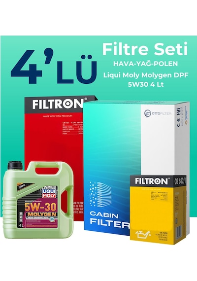 Filtron Citroen C3 1.6 Dizel Filtre Bakım Seti Liqui Moly Motor Yağlı (2016-2022) 4 Lü -