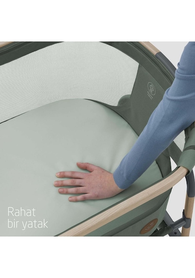 Maxi-Cosi Iora Air Sallanabilen Ahşap Görünümlü Anne Yanı Beşik Beyond Green