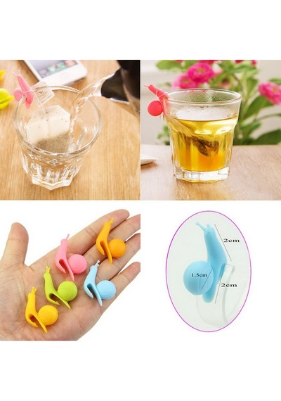 "sevimli Salyangoz Şeklinde Silikon Çay Poşeti Tutucuları 5 Pack -çay Aksesuarları İçin Çeşitli Pastel Renkler" Çok Renkli
