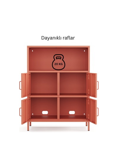 Pera Metal Çok Gözlü Dolap, 4 Kapaklı, Açık Raflı 80,50 X 40 X 109,50 Cm Ral 3022 Somon Pera Metal Çok Gözlü Dolap, 4 Kapaklı, Açık Raflı 80,50 X 40 X 109,50 Cm Ral 3022 Somon