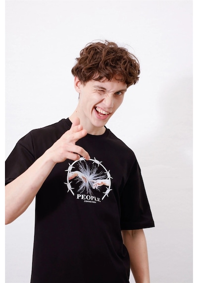 Tarzsokak Unisex People Connection Siyah Tshirt Siyah