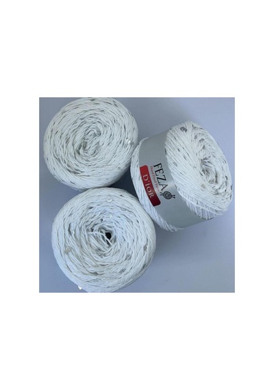 Pullu Örgü Ipi 306-beyaz Cotton-pamuk Ince Pullu Örgü Ipi % 75 Pamuk 100 Gr 310 M D'ior 1 Adet