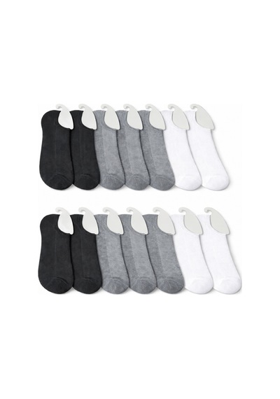 Worthy Socks 12'li Erkek Pamuklu Yıkamalı Siyah-beyaz-gri Sneakers Görünmez Çorap