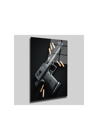 Silah Dolar Cam Tablo Modern Dekorasyon Temalı Dekoratif Duvar Tablosu, Salon, Ev Ve Ofis Dekoru, 35x50 Cm