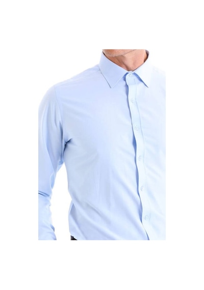 Hatemoğlu Slim Fit Pamuklu Uzun Kollu Erkek Gömlek Açık Mavi
