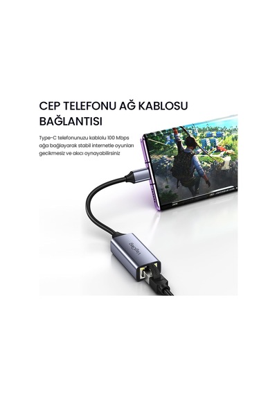 Usb Type-c 100mbps Rj45 Lan Ethernet İnternet Çevirici Dönüştürücü