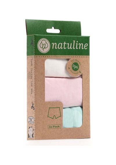 Natuline Kız Çocuk Boxer Organik Pamuklu Likralı Rabbit 3' Lü Paket Çok Renkli