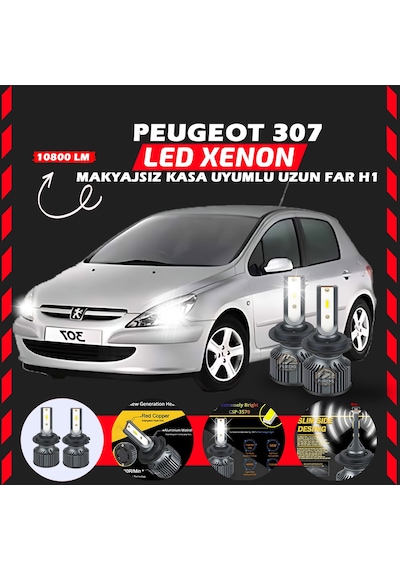 Peugeot 307 Makyajsız Kasa Uzun Far Uyumlu Şimşek Etkili Led Xenon Premium Series H1