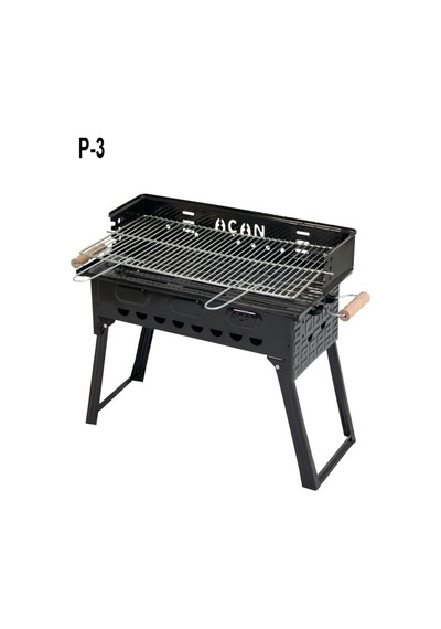 Pervazlı Emaye Mangal P3 Battal Boy Barbekü Çift Kömürlü Izgara Katlanır Ayaklı 27x51cm Diğer