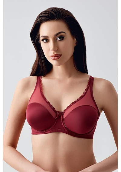 New Bra Kadın C Kap Balenli Tül Detaylı Toparlayıcı Sütyen Bordo 2304 Bordo