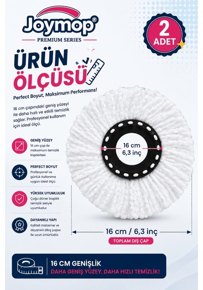 2 Li %100 Mikrofiber Yedek Mop Ultra Emici Premium Seri