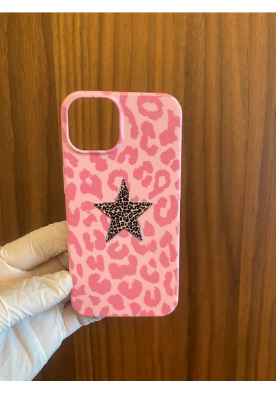 Apple iPhone Uyumlu 13/14 Leopar Baskılı İçi Kadife Silikon Telefon Kılıfı Pembe