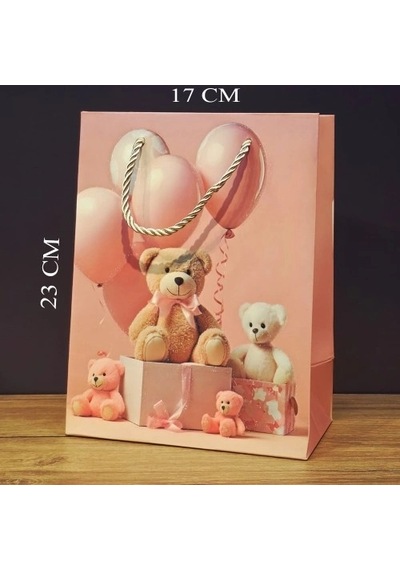 Freedom Store Sevimli Ayıcık Tasarımlı Küçük Boy Hediye Çantası Pembe