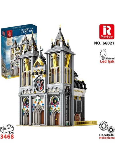 Reobrix 66027 Ortaçağ Kilisesi Yaratıcı Yapı Blok Seti Building Blocks European Century Medieval Churches - 3468 Parça