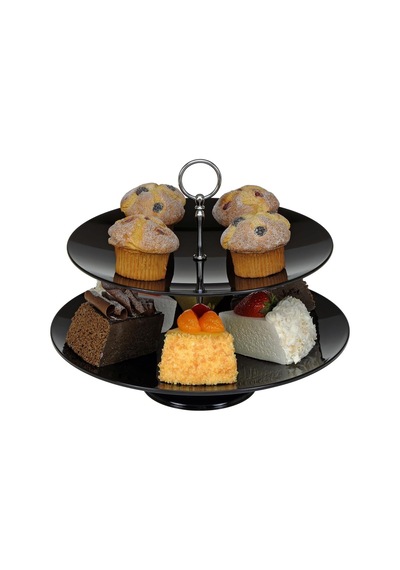 Gastrononull Pc Yuvarlak Servis Tepsisi 2 Parça, 30 Cm/35 Cm Çap, Siyah 1.5 L