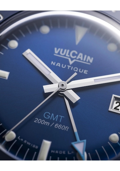 Vulcain Skindiver Nautique Gmt Blue Bar200 Otomatik Erkek Kol Saati Metalik