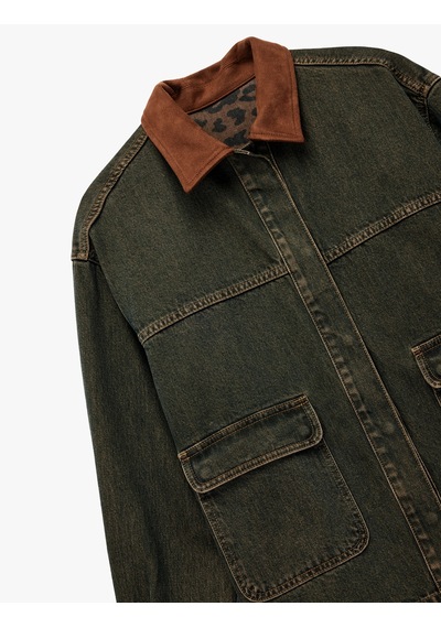 Koton Suni Süet Yaka Leopar Astarlı Cepli Düğmeli Uzun Kollu Oversize Denim Ceket Ovd 7wal50002md Koton Suni Süet Yaka Leopar Astarlı Cepli Düğmeli Uzun Kollu Oversize Denim Ceket Ovd 7wal50002md