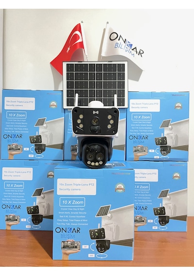 Okam Pro 3950 Solar Güneş Enerjili 4g Sim Kartlı 15mp 3 Lens 10x Optik Zoom Güvenlik Kamerası